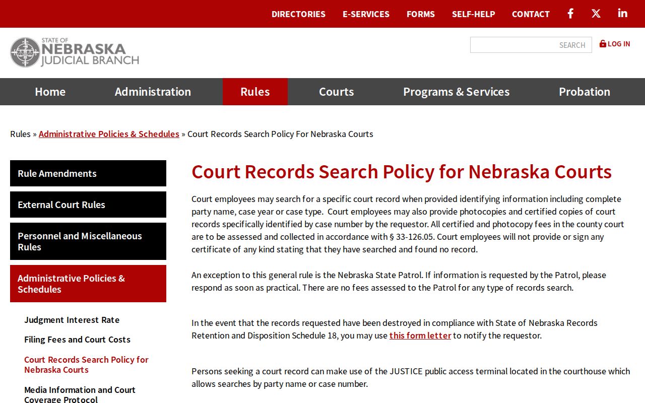 Keya Paha County court case access policy for public searches