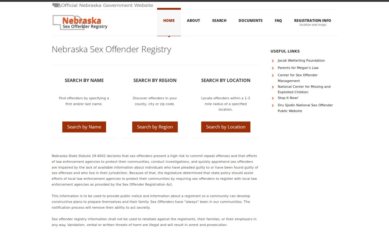Keya Paha County sex offender registry search screen